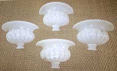 Set of Four Large Neoclassic Urn Form Alabaster Wall Sconces