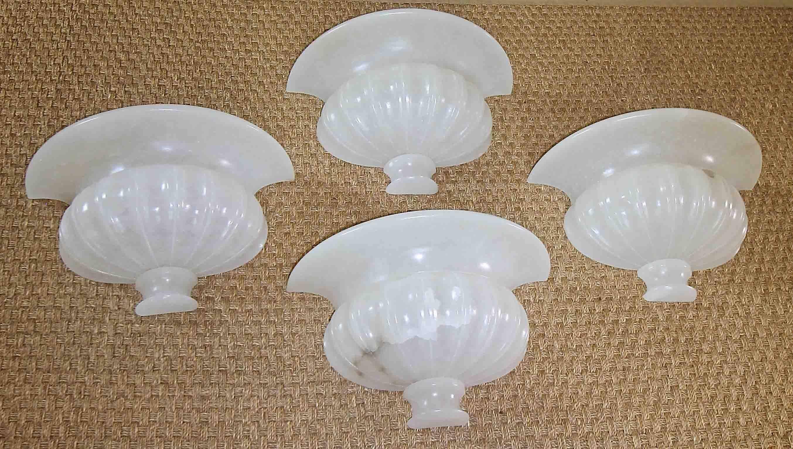 Set of Four Large Neoclassic Urn Form Alabaster Wall Sconces For Sale 3