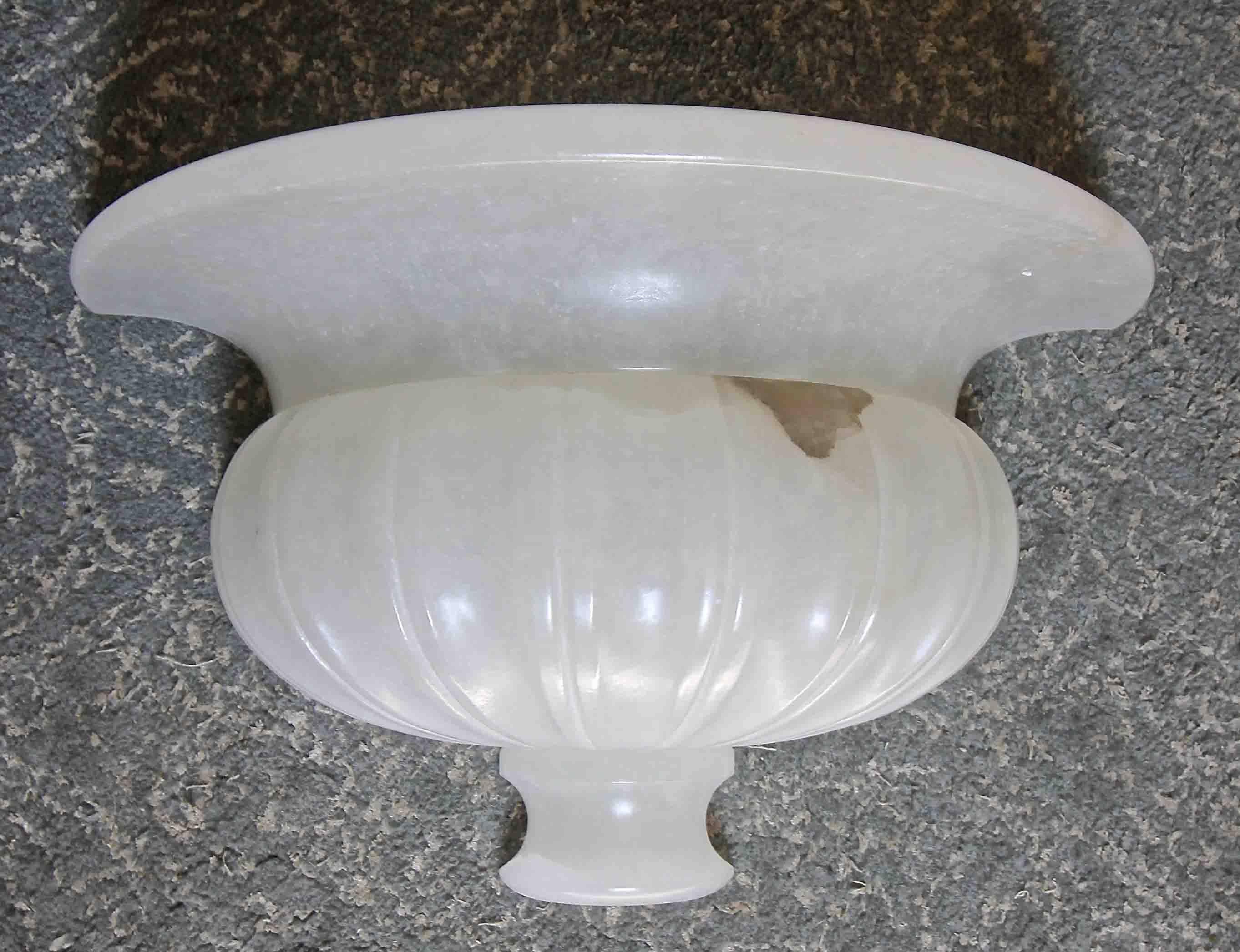Carved Set of Four Large Neoclassic Urn Form Alabaster Wall Sconces For Sale