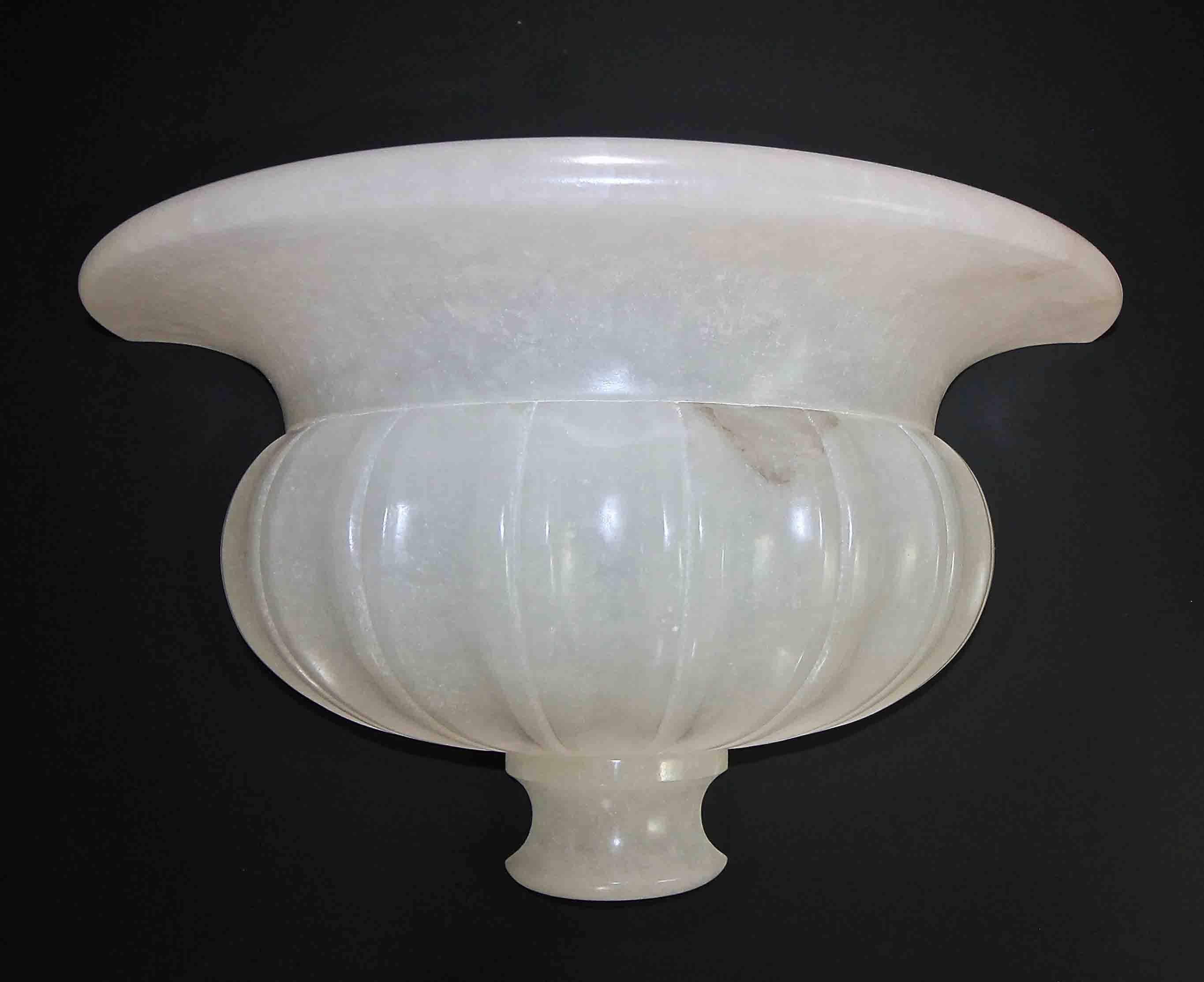 Set of Four Large Neoclassic Urn Form Alabaster Wall Sconces In Good Condition For Sale In Dallas, TX