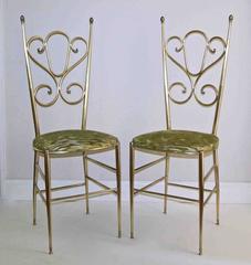 Pair of Tall Back Brass Italian Chiavari Side Chairs