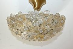 Murano Glass Floral Semi Flush Mount Ceiling Pendant Light