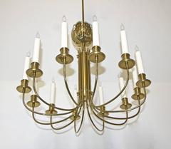 Rare Parzinger Acanthus Leaf Brass Chandelier