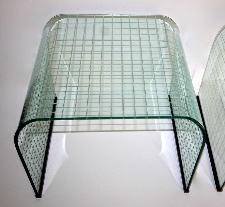Pair of Waterfall Glass End or Side Tables by Fiam Italy For Sale at