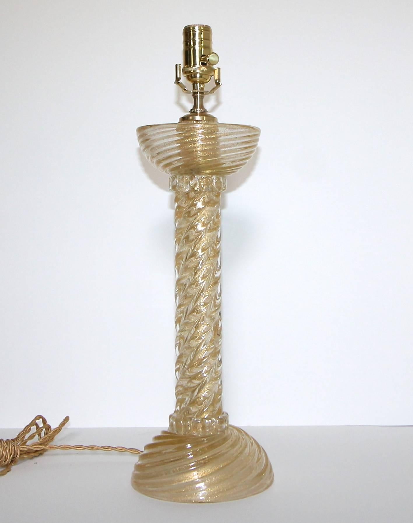 Barovier Murano Gold Twisted Glass Table Lamp 3