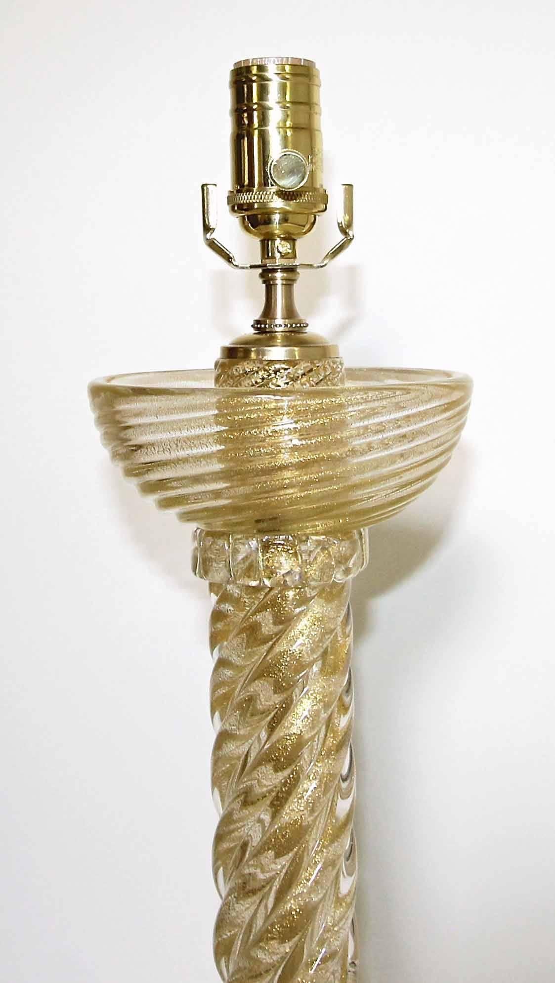 Barovier Murano Gold Twisted Glass Table Lamp 1
