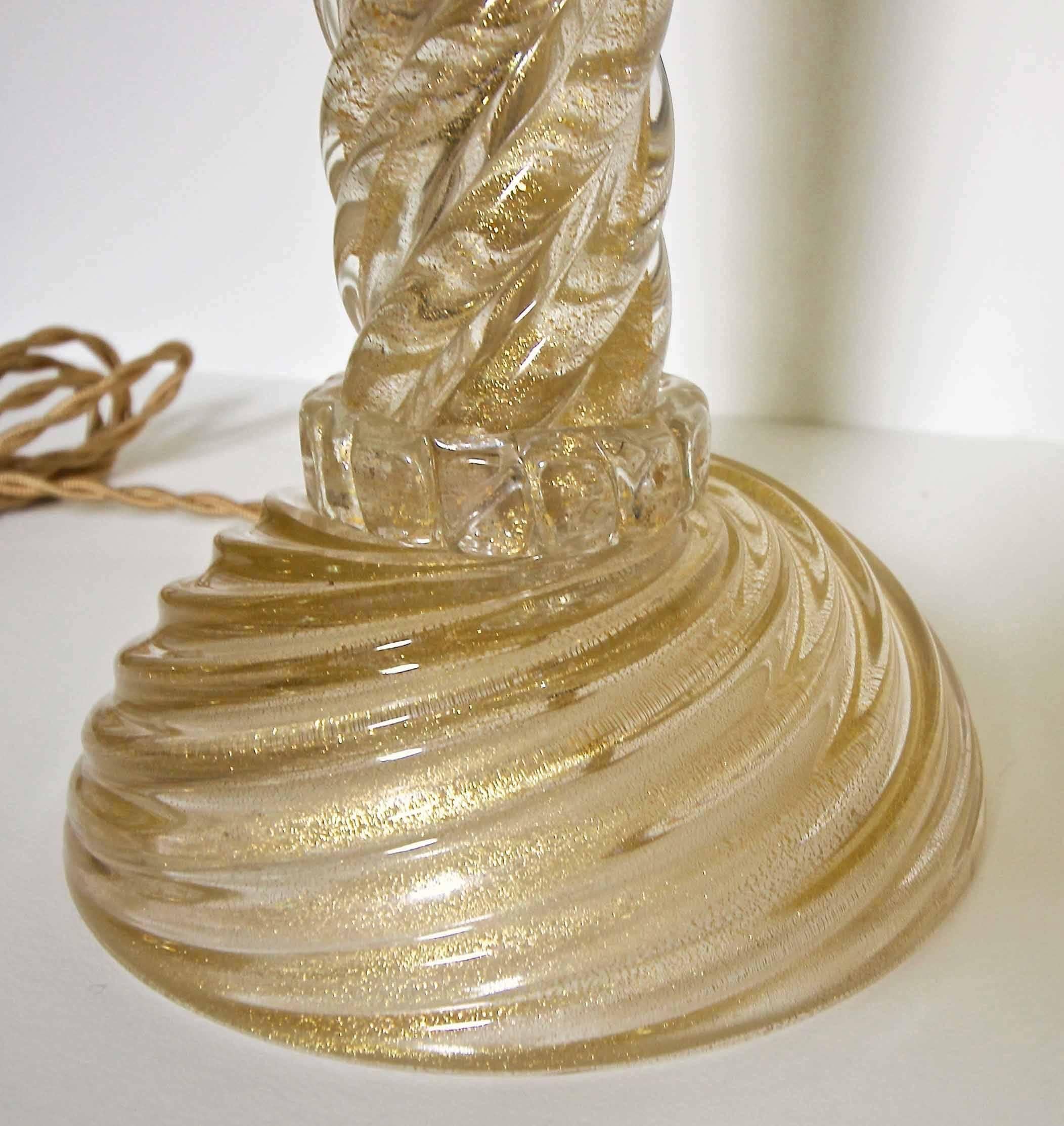 Barovier Murano Gold Twisted Glass Table Lamp 2