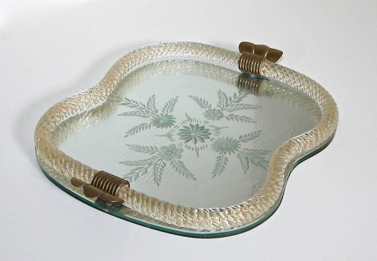 Murano Twisted Glass Rope Mirrored Vanity Tray at 1stDibs