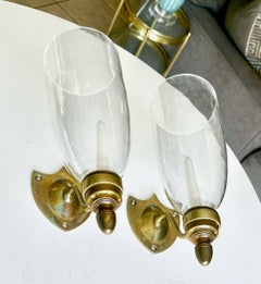 Pair Federal Style Sheild Back Brass Candle Wall Sconces