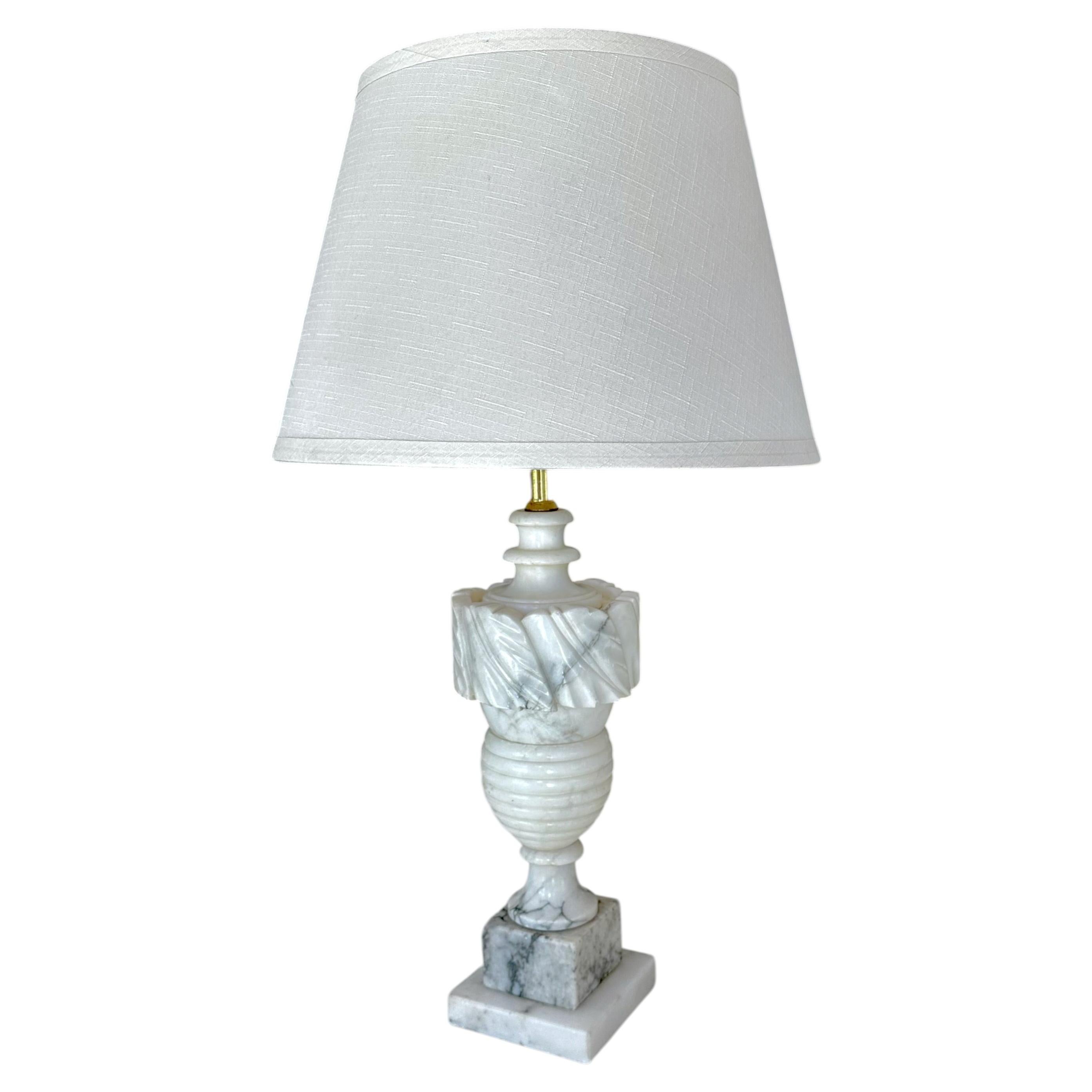 Single Italian Urn Neoclassic Alabaster Table Lamp