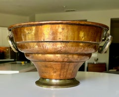 French Antique Copper & Brass Champagne Cooler or Planter