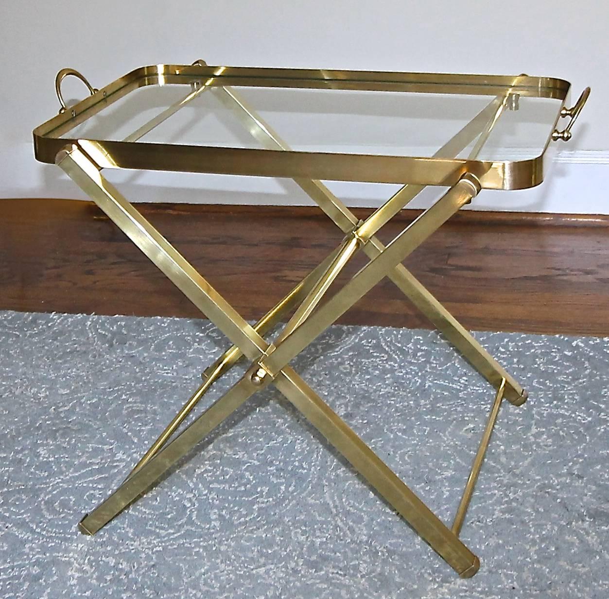 Italian Brass Serving Tray Side or End Table In Good Condition In Palm Springs, CA