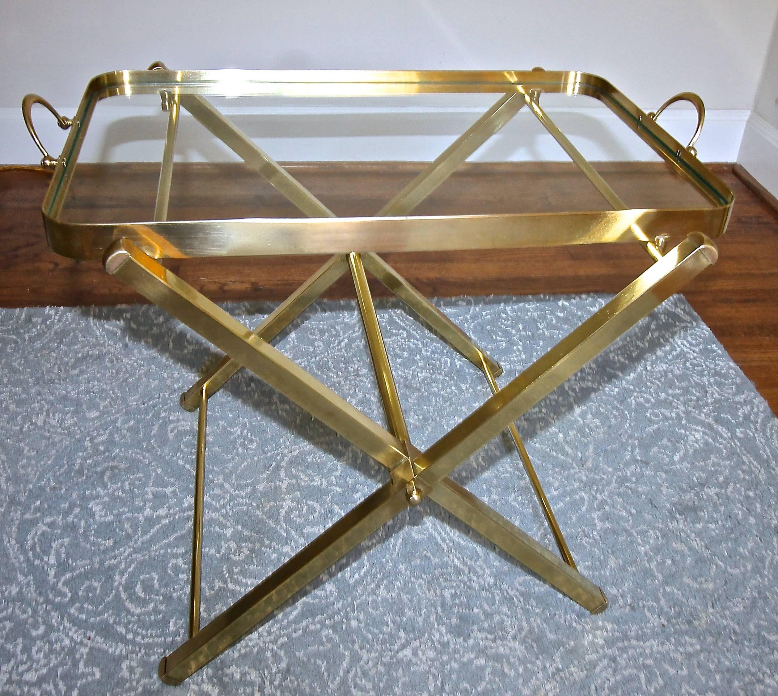 Late 20th Century Italian Brass Serving Tray Side or End Table