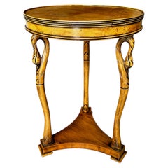 Italian Empire Style Burl Wood Swan Motif Side Table Gueridon