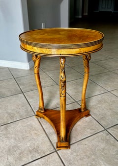 Italian Empire Style Burl Wood Swan Motif Side Table Gueridon
