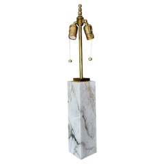 Single T.H. Robsjohn-Gibbings for Hansen Table Lamp White Marble & Brass