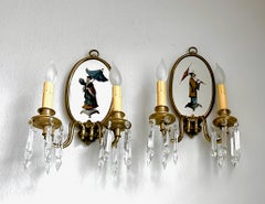 Pair Chinoiserie Eglomise Mirrored Sconces - E F Caldwell