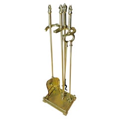 Equestrian Cast Brass Fireplace Tools Horse Head Motif