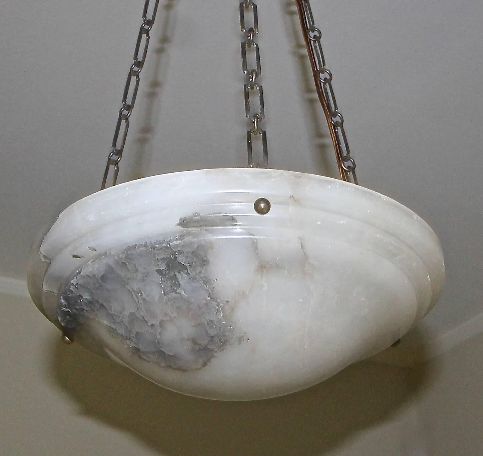 Patinated Alabaster French Directoire Style Pendant Chandelier Ceiling Light