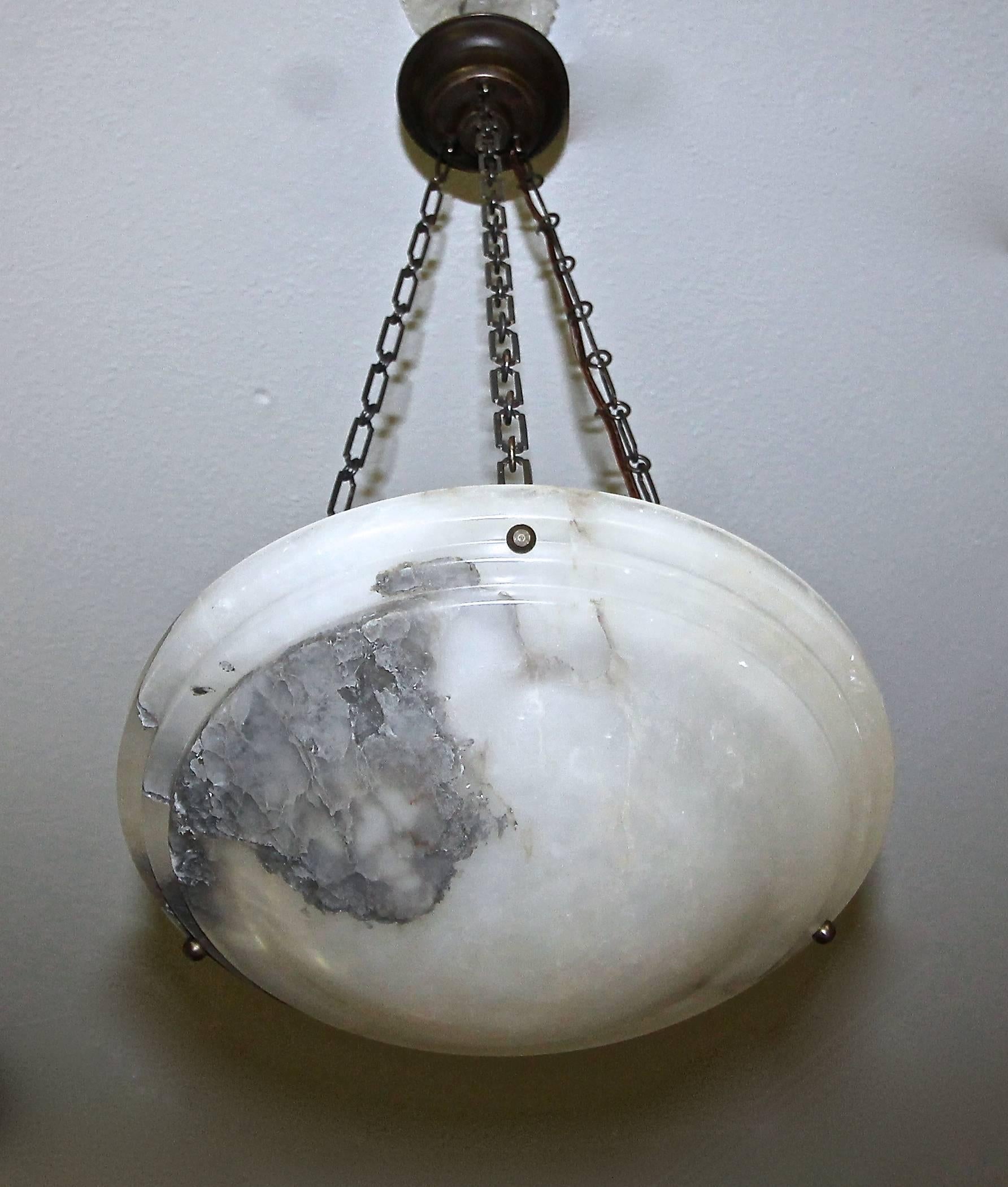 Mid-20th Century Alabaster French Directoire Style Pendant Chandelier Ceiling Light