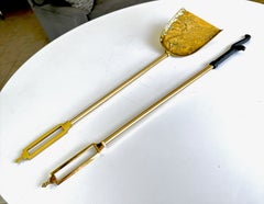Vintage James Mont Style Brass Fireplace Shovel & Poker Duo – Mid-Century Asian