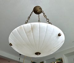 Vintage Directoire Style French Alabaster Pendant Chandelier