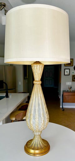Mid Century Barovier & Toso Murano Coronado d'Oro Glass Table Lamp