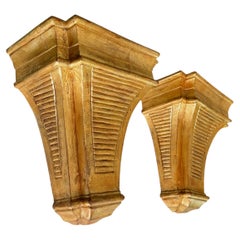 Pair Vintage Florentine style Architectural Carved Wood Corbel Wall Brackets