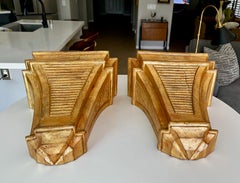 Pair Vintage Florentine style Architectural Carved Wood Corbel Wall Brackets