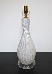 Murano Glass White and Aventurine Table Lamp
