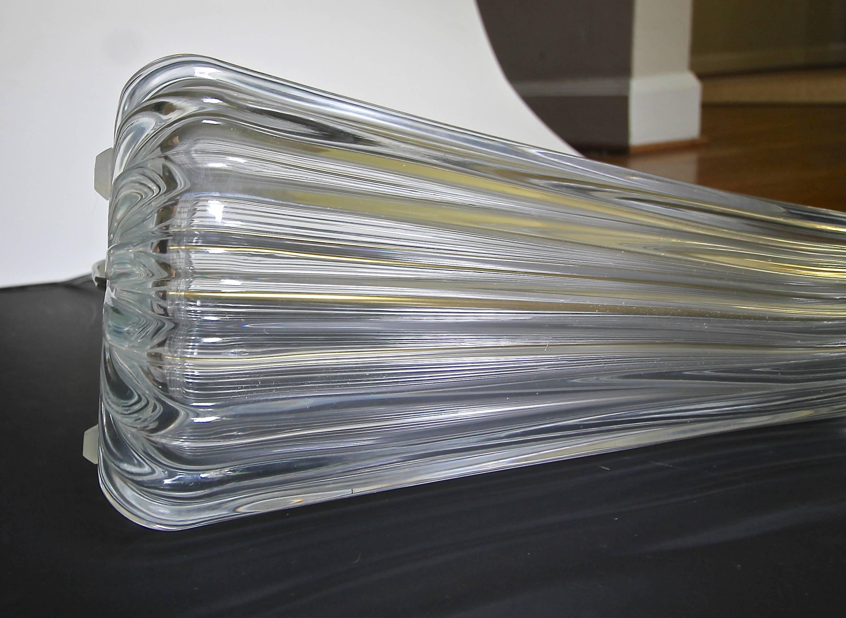 Late 20th Century Murano Italian Clear Ribbed Glass Table Lamp