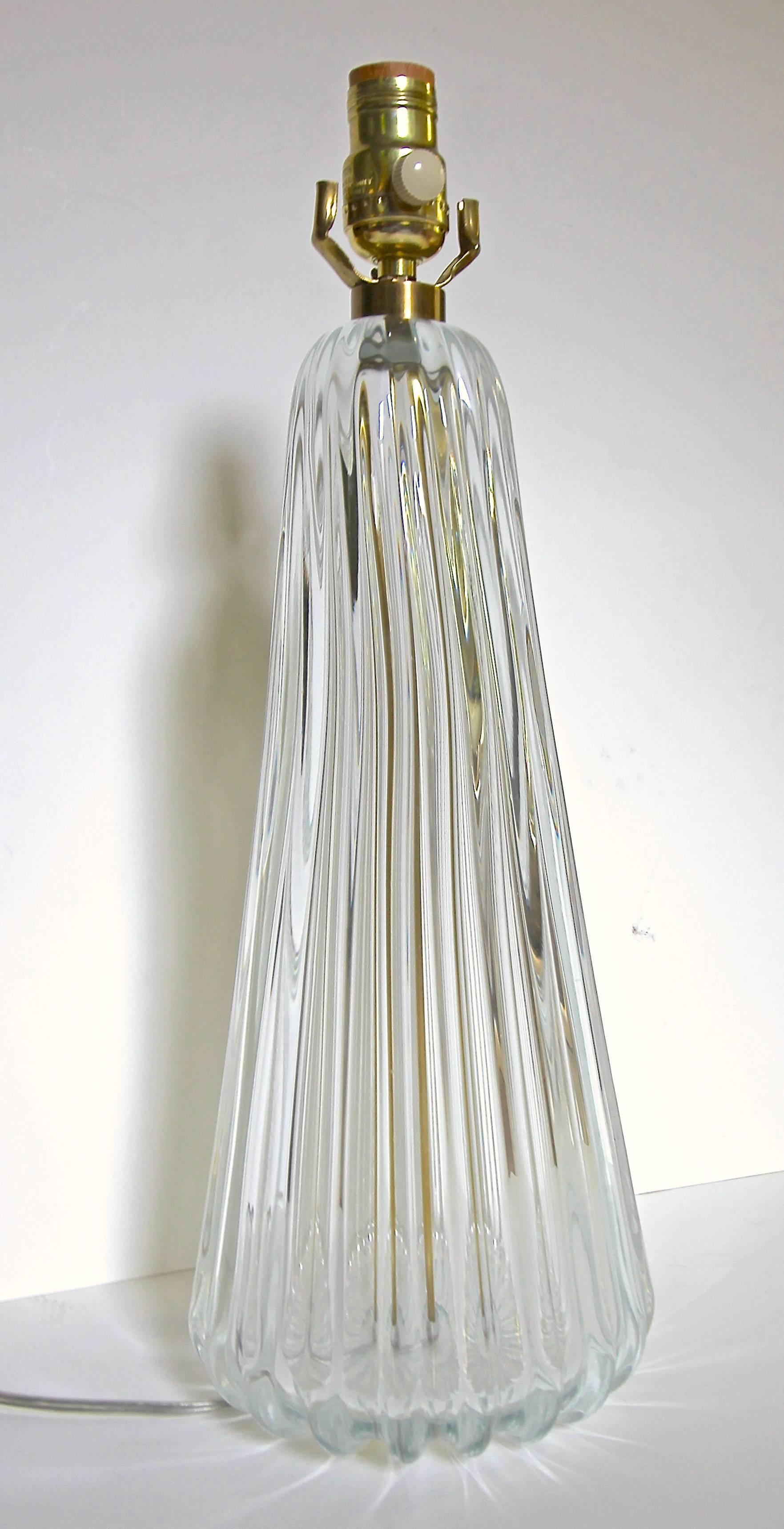 Murano Italian Clear Ribbed Glass Table Lamp 2