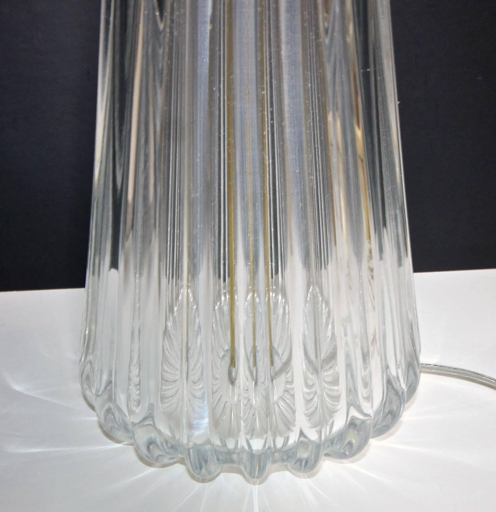 Murano Italian Clear Ribbed Glass Table Lamp 3