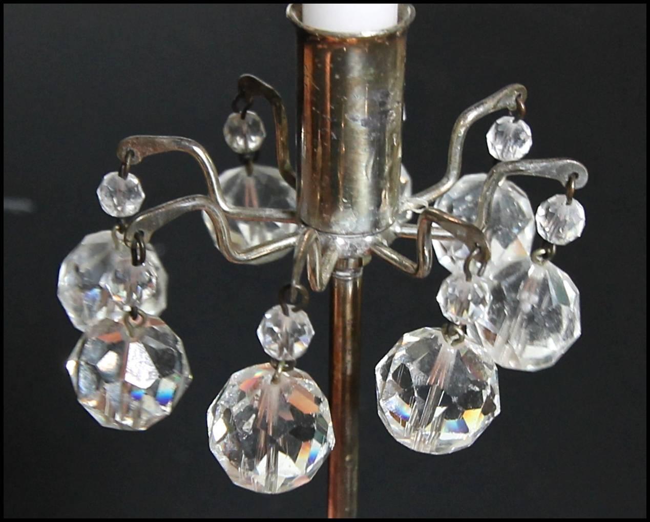 Trio Lobmeyr Diminutive Silver Plate Crystal Candleholders For Sale 1