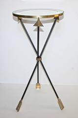 Neoclassic Directoire Style Italian Brass Arrow Tripod Side Table