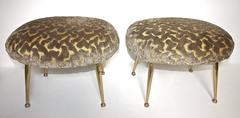 Pair of Italian Gigi Radice Brass Leg Footstools