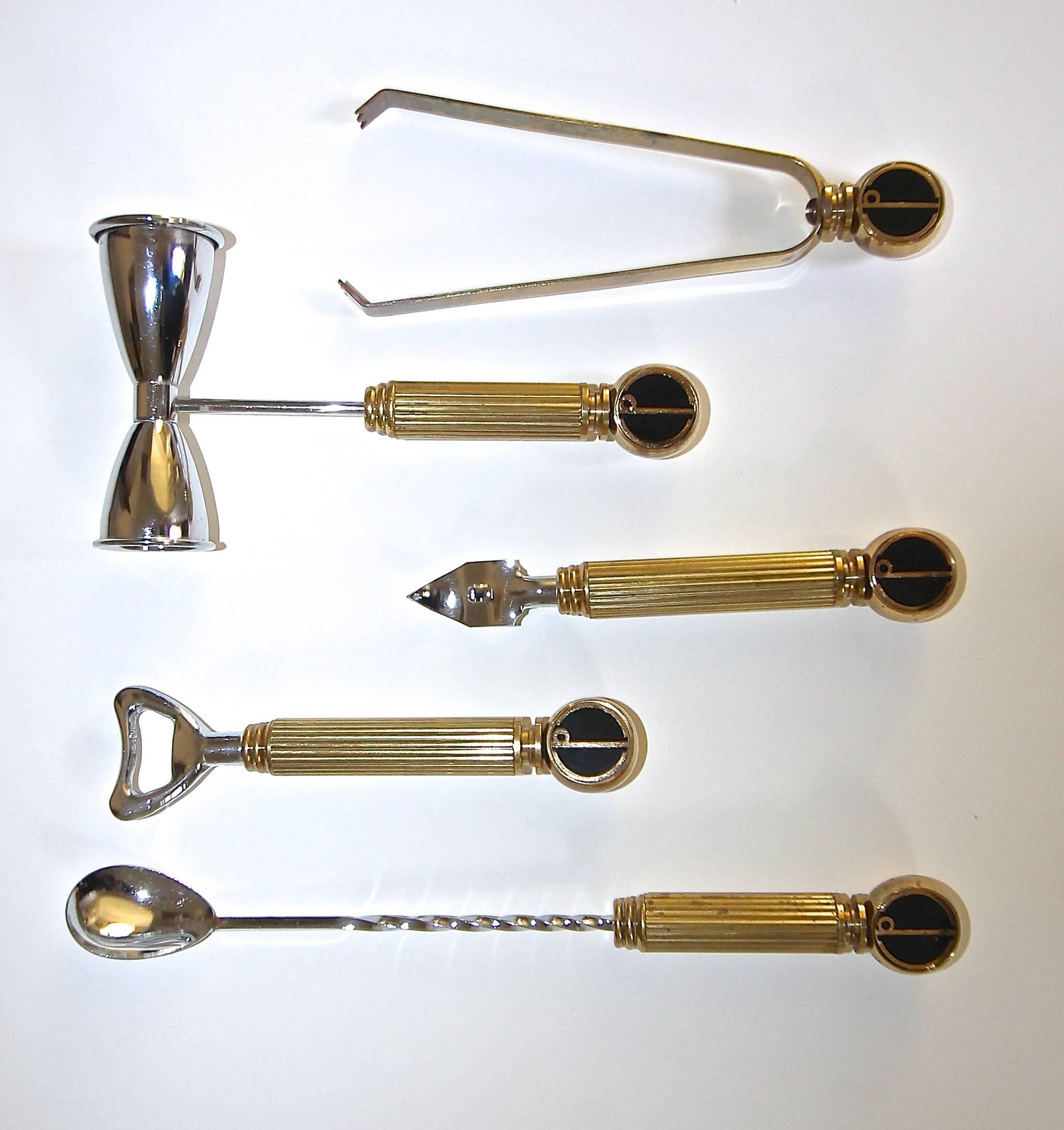 English Rare Collection of Alfred Dunhill Bar or Cocktail Tool Set