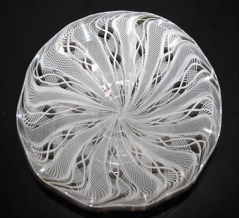 Set of Six Murano Latticino Glass Dessert Bowl or Dish at 1stDibs