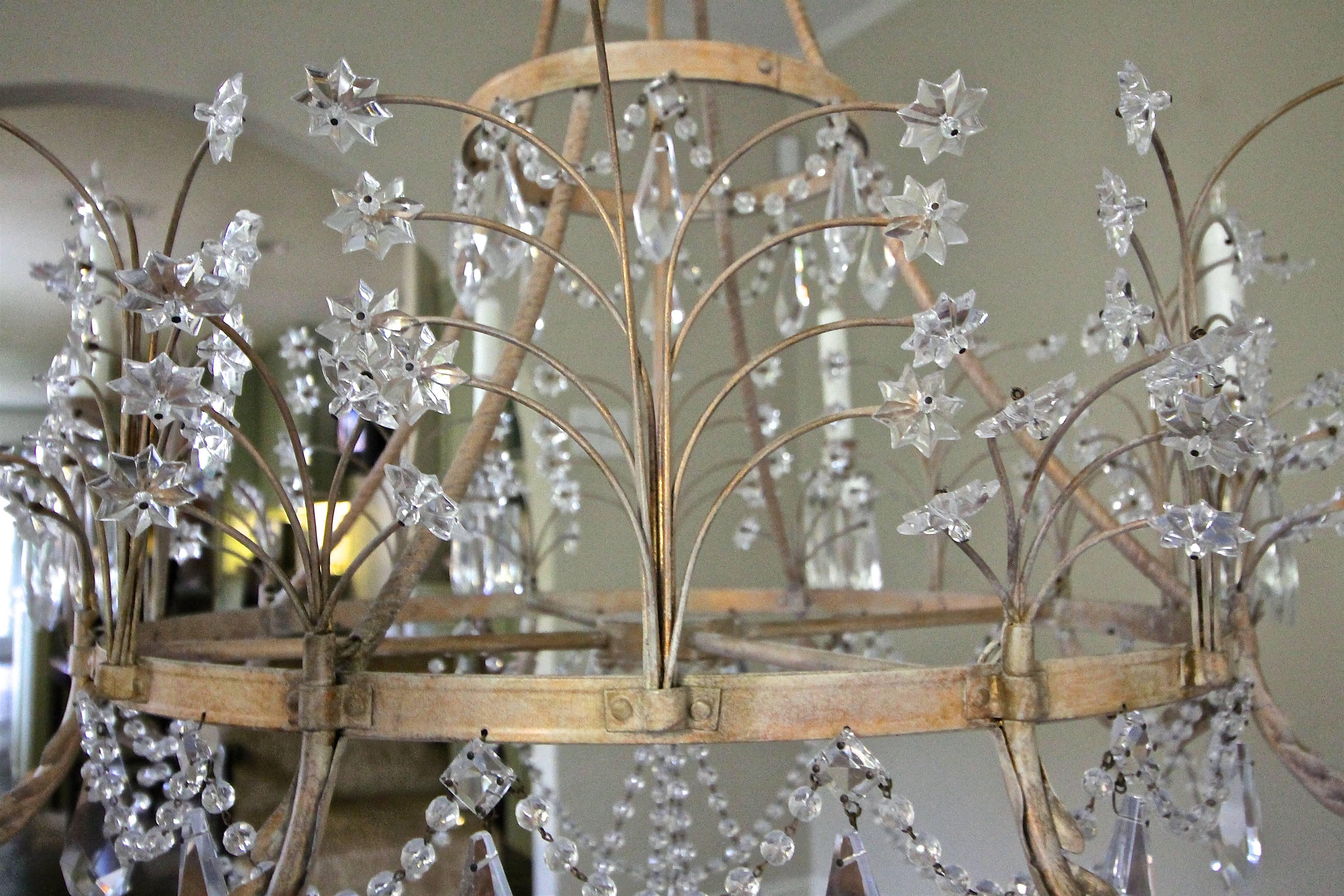 Large Swedish Crystal Chandelier by Niermann Weeks In Excellent Condition In Palm Springs, CA