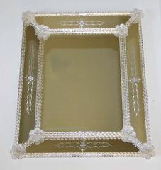 Murano Venetian Floral Etched Wall Mirror