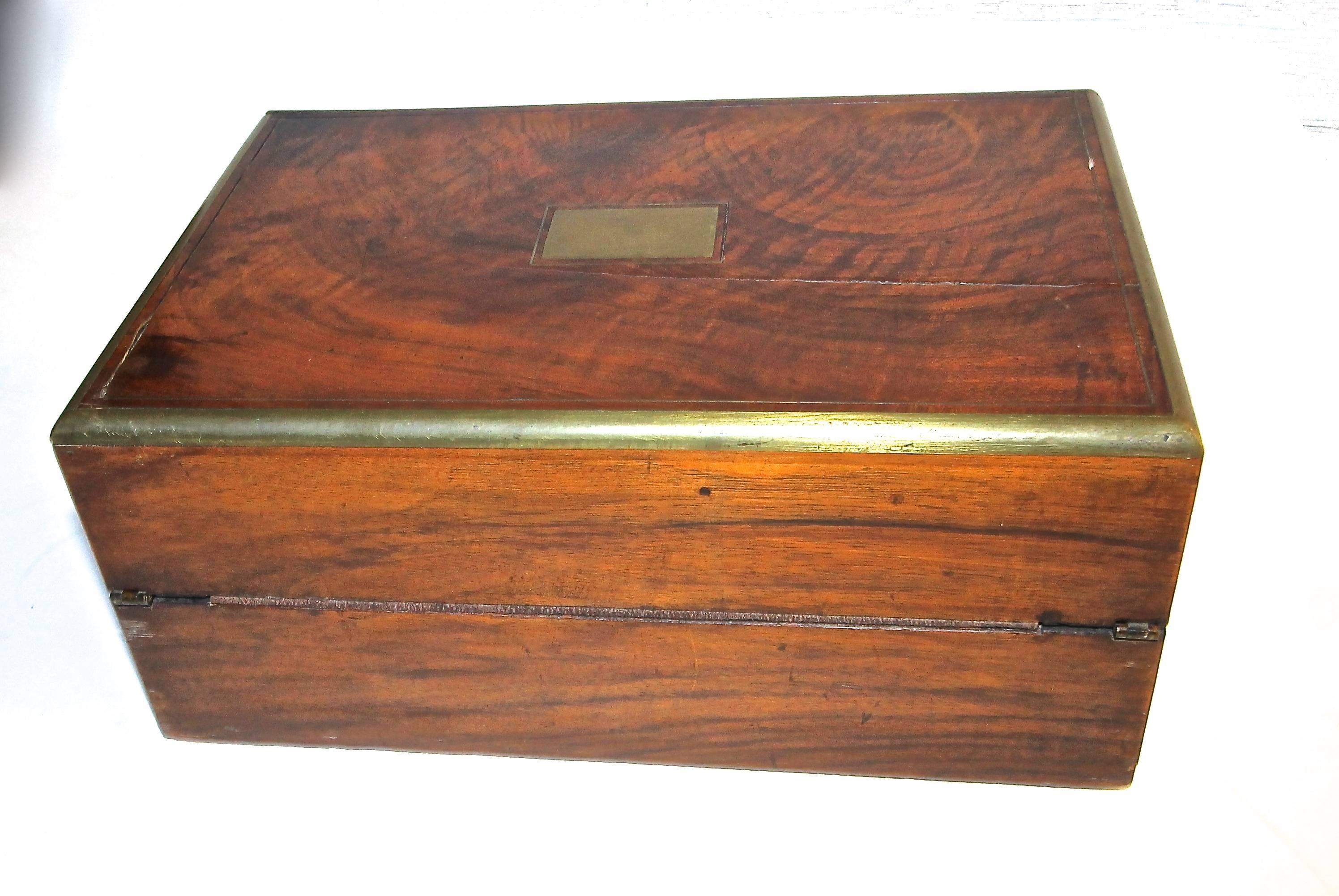 English 19th Century Rosewood and Brass Writing Box For Sale 2