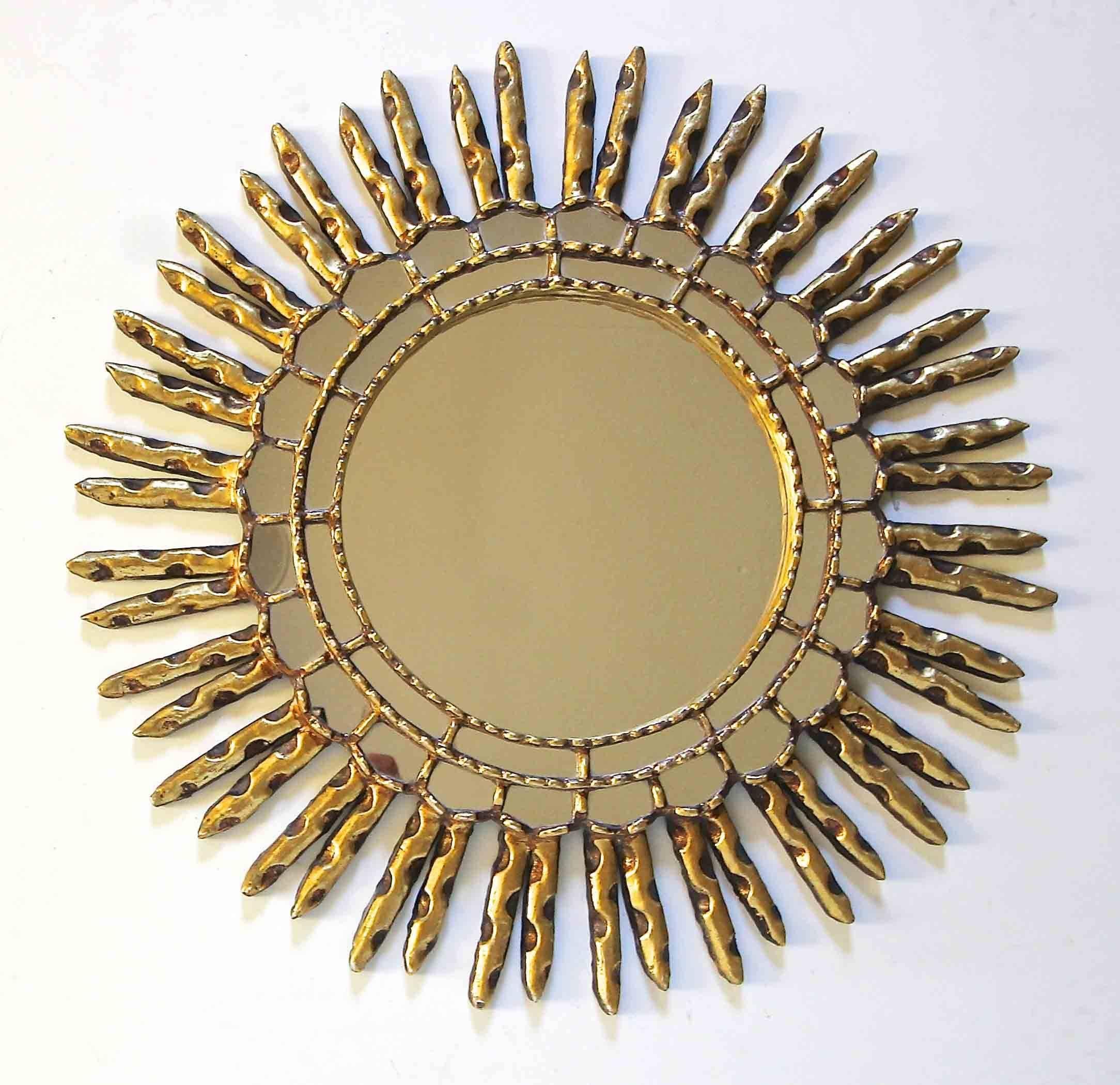 Sunburst Giltwood Spanish Colonial Style Wall Mirror 4