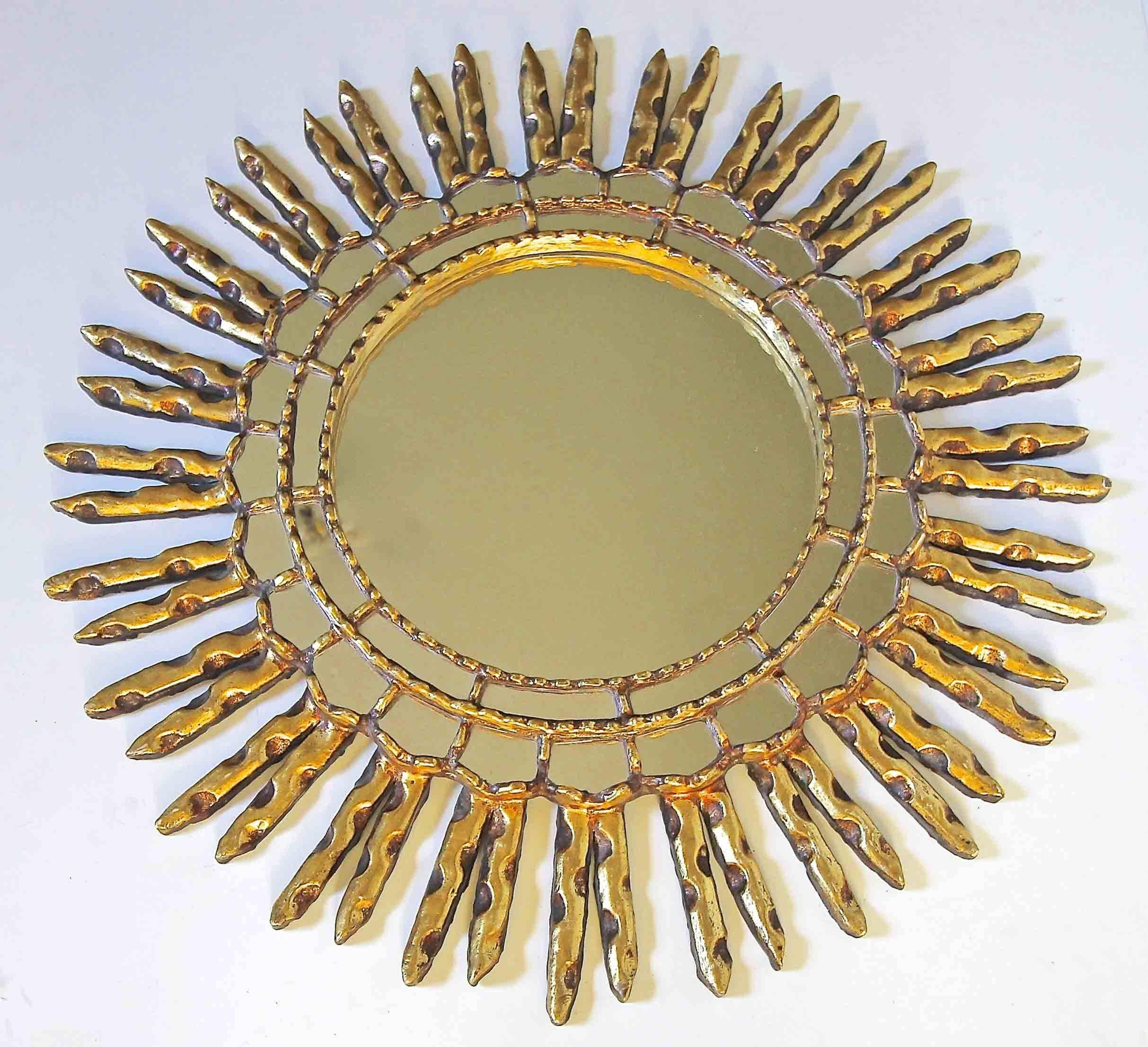 Peruvian Sunburst Giltwood Spanish Colonial Style Wall Mirror