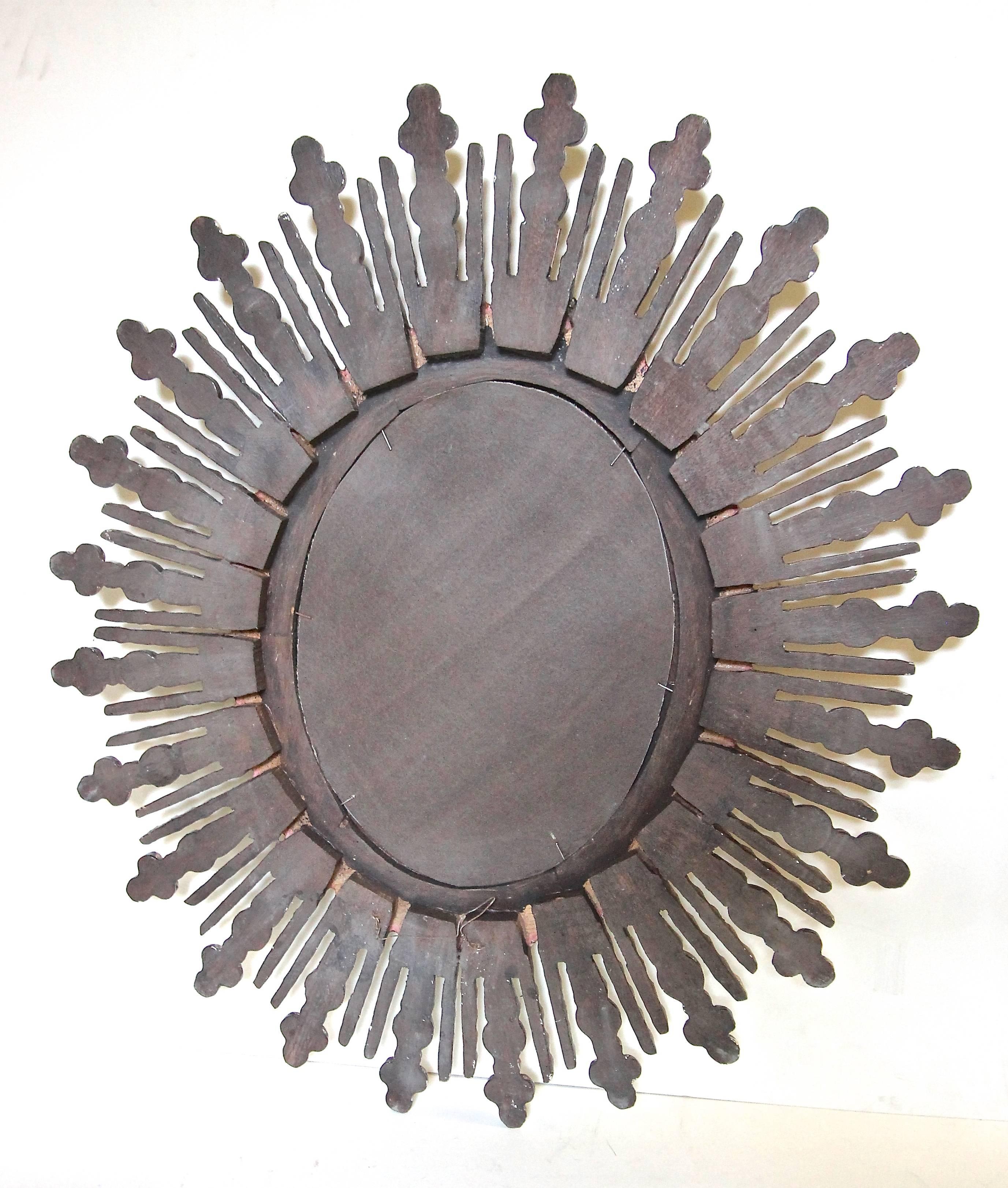Sunburst Silver Giltwood Spanish Colonial Wall Mirror 4