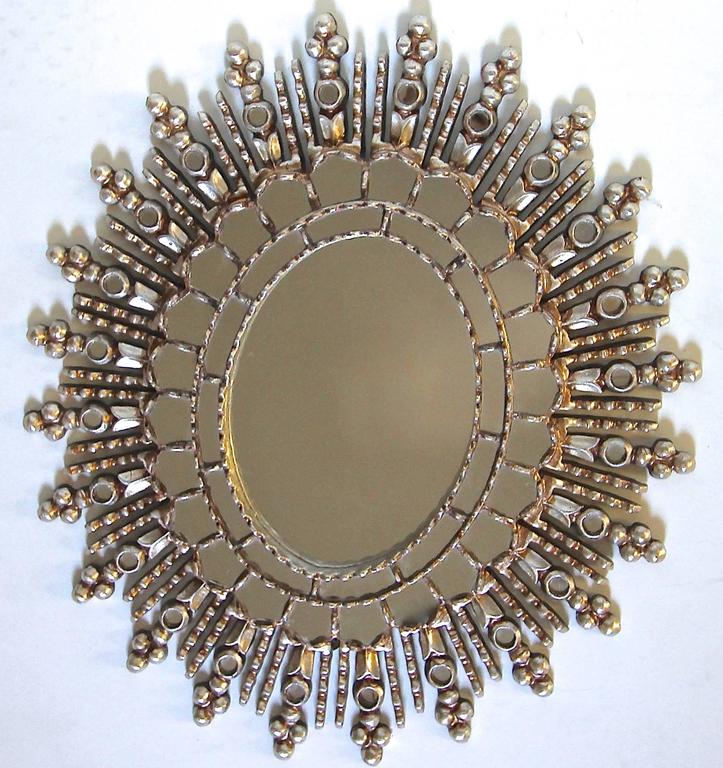 Sunburst Silver Giltwood Spanish Colonial Wall Mirror at 1stDibs