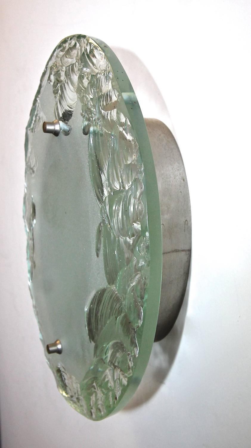 Pair of Italian Fontana Arte Style Broken Glass Wall Sconces For Sale at 1stdibs
