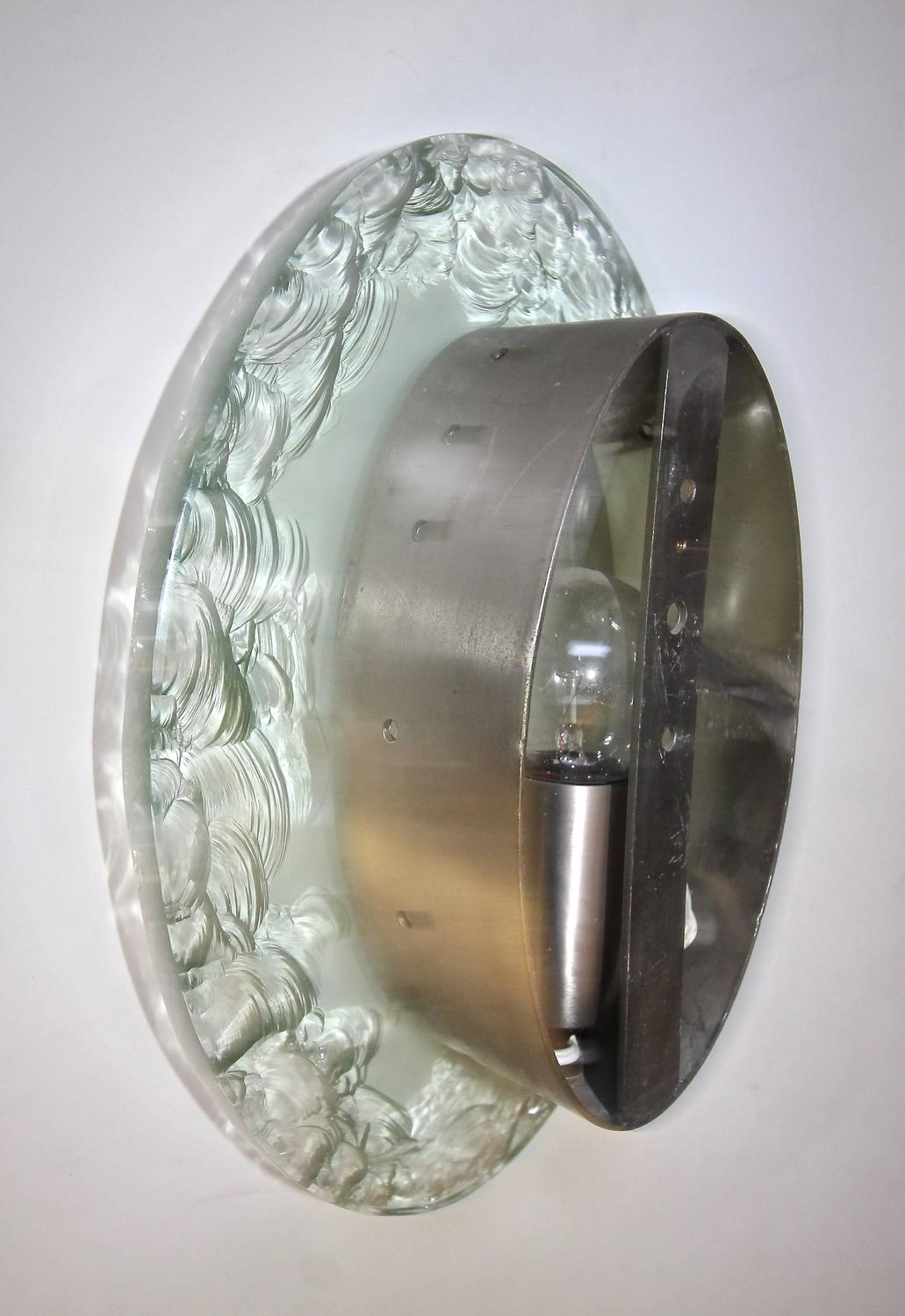Pair of Italian Fontana Arte Style Broken Glass Wall Sconces For Sale at 1stdibs