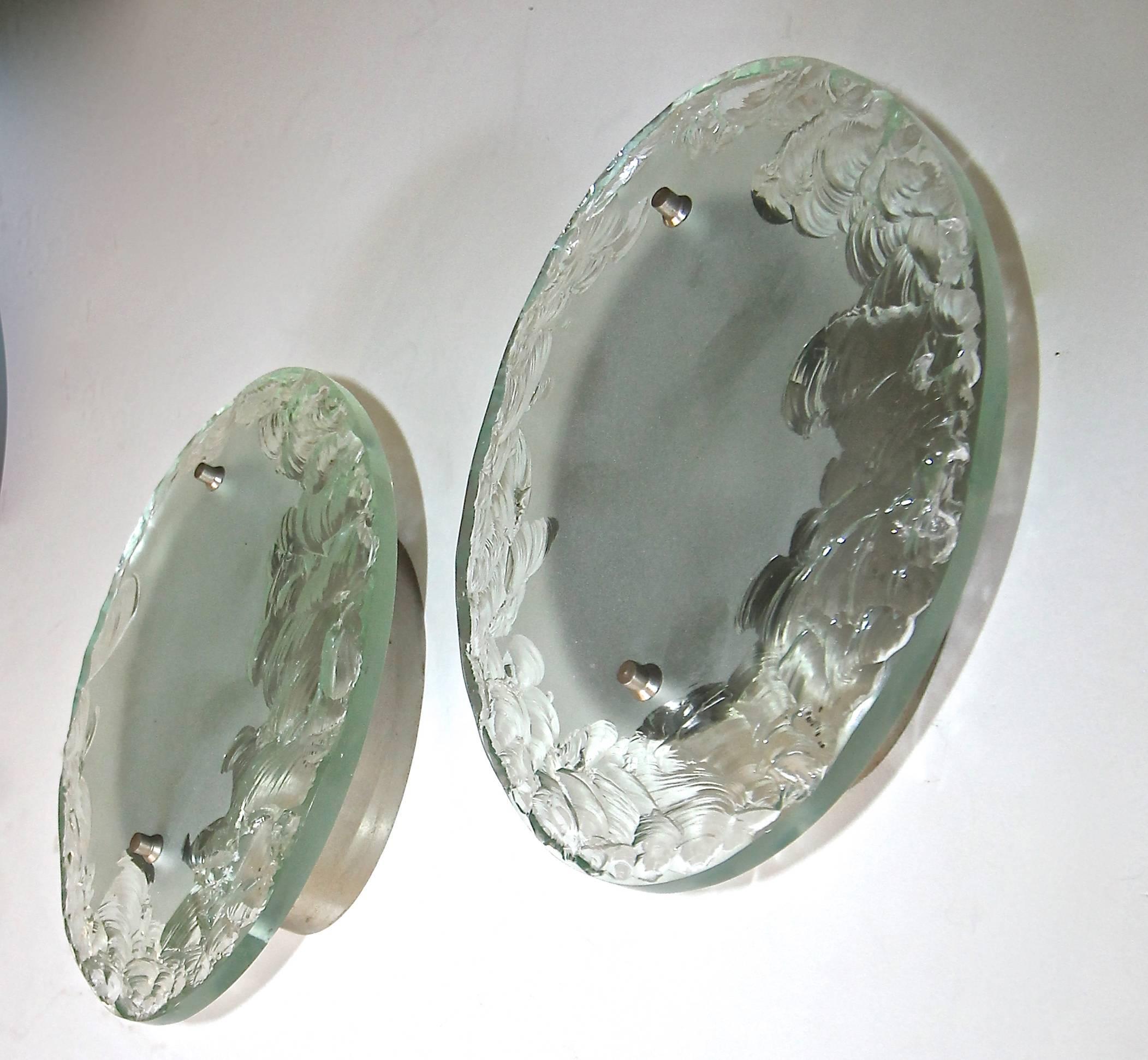 Pair of Italian Fontana Arte Style Broken Glass Wall Sconces 4