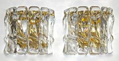 Set of Four Italian "Ice" Crystal Wall Sconces