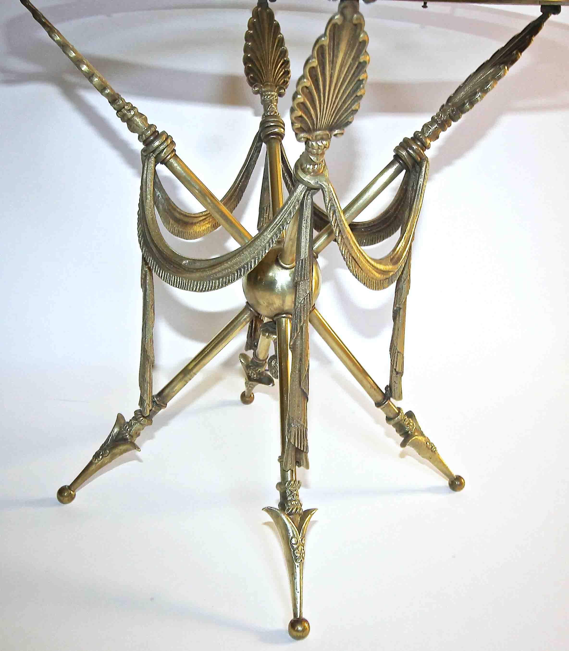 French Arrow Swag Neoclassic Brass End or Side Table 2